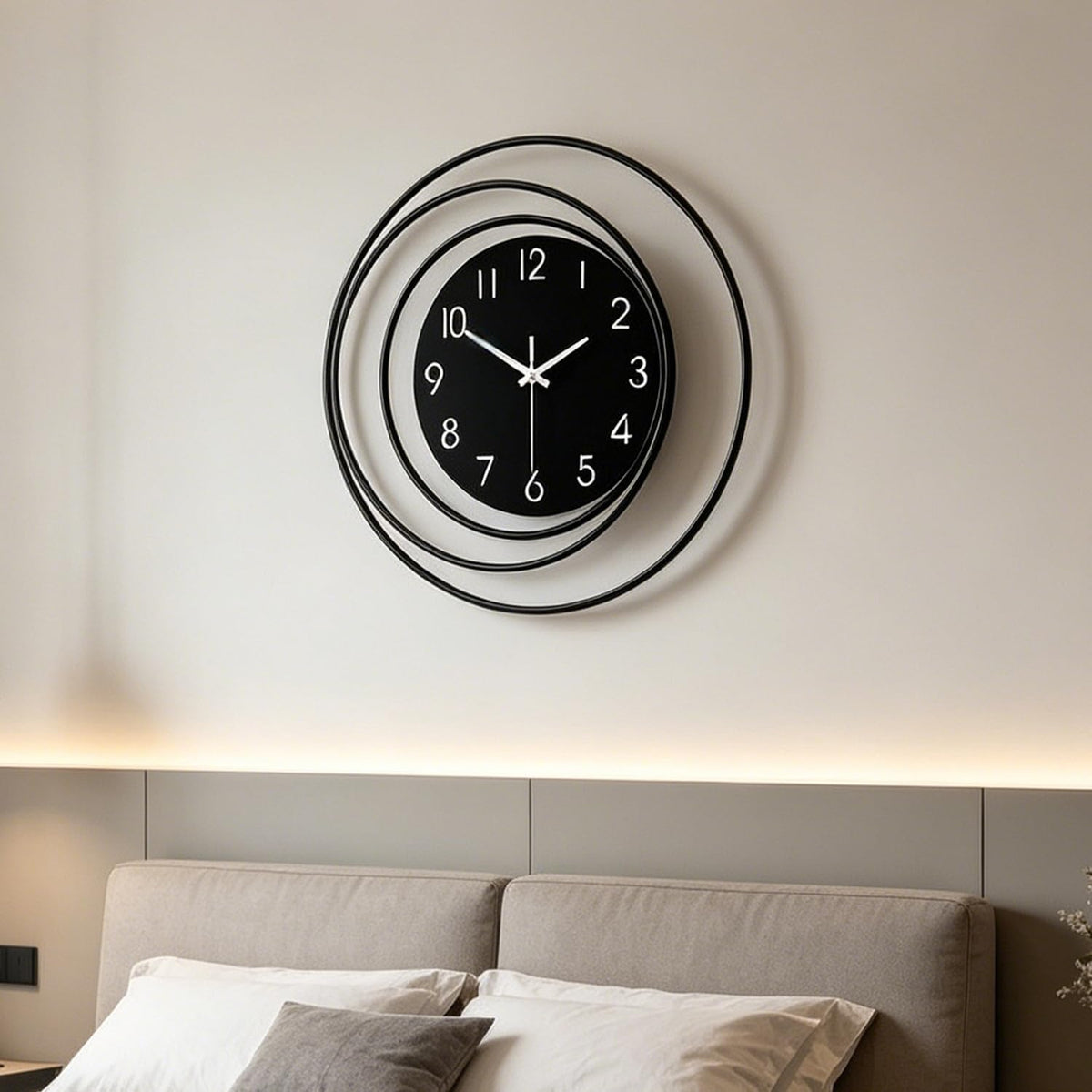 Dankeit 13inch Decorative Wall Clock, Silent Non-Ticking Quality Quartz Battery Operated, Large Wall Clock for Living Room Kitchen Home Bathroom Bedroom Wall Decor, Black