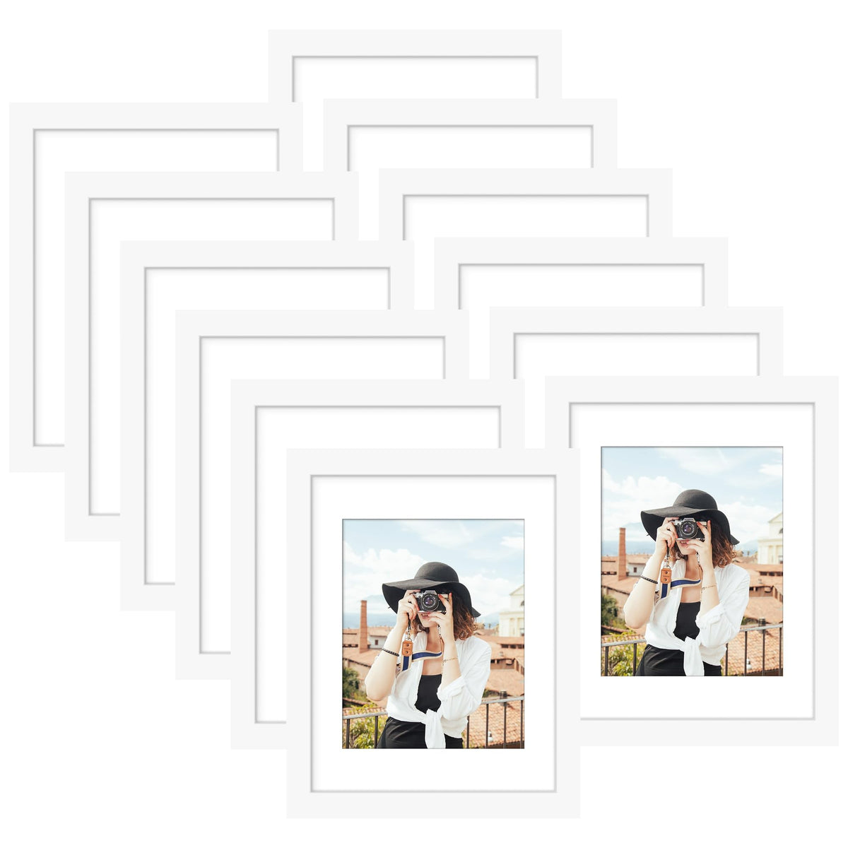 Picrit 8x10 Picture Frame Set of 12, Modern Gallery Wall Frames, Black