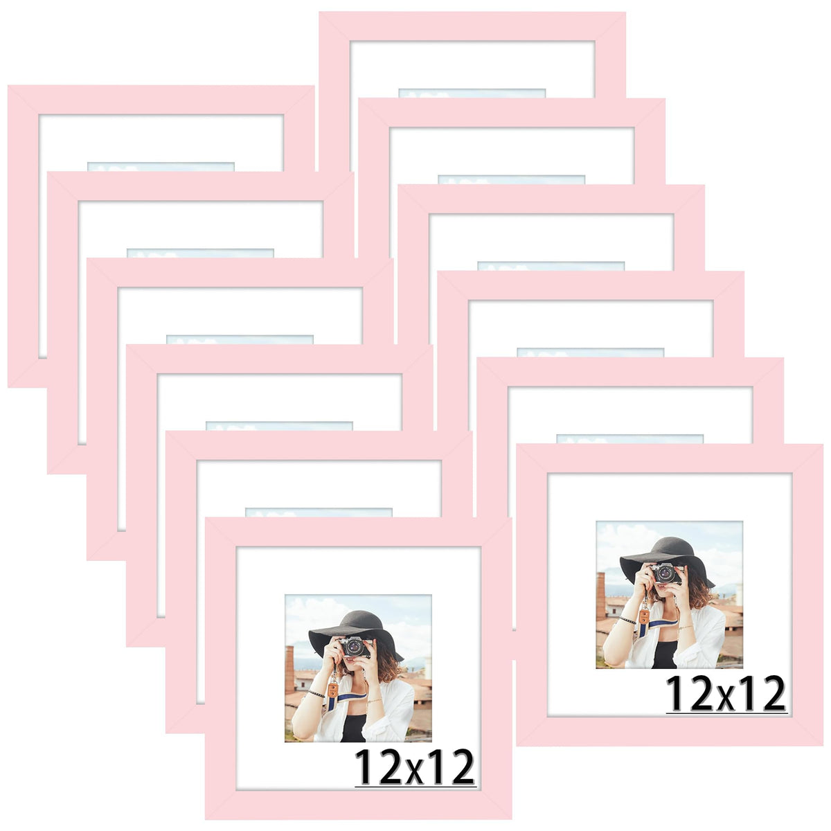 Picrit 8x10 Picture Frame Set of 12, Modern Gallery Wall Frames, Black