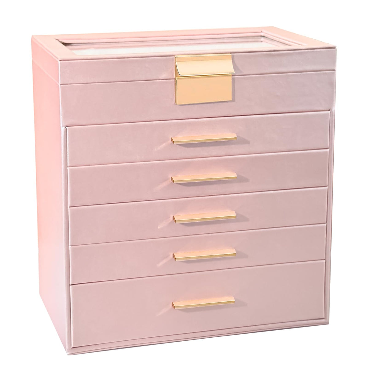 BOOVO Jewelry Boxes for Women, White and Black 6 Layer Large Jewelry Box for Necklace, Bracelet, Earrings, Rings Storage, Jewelry holder Organizer for Girls Gift (Champagne, 6 layer)