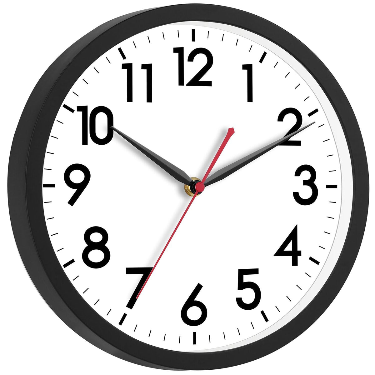 AKCISOT 12 Inch Wall Clock, Silent Battery Operated Analog Clock, Black