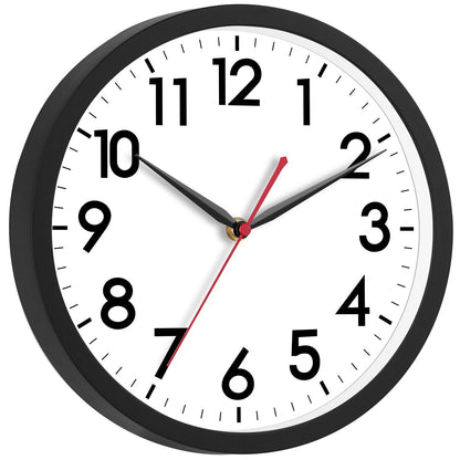 AKCISOT 12 Inch Wall Clock, Silent Battery Operated Analog Clock, Black