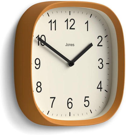 JONES CLOCKS® Sprite wall Clock | Modern Square Clock | 10" | Yellow
