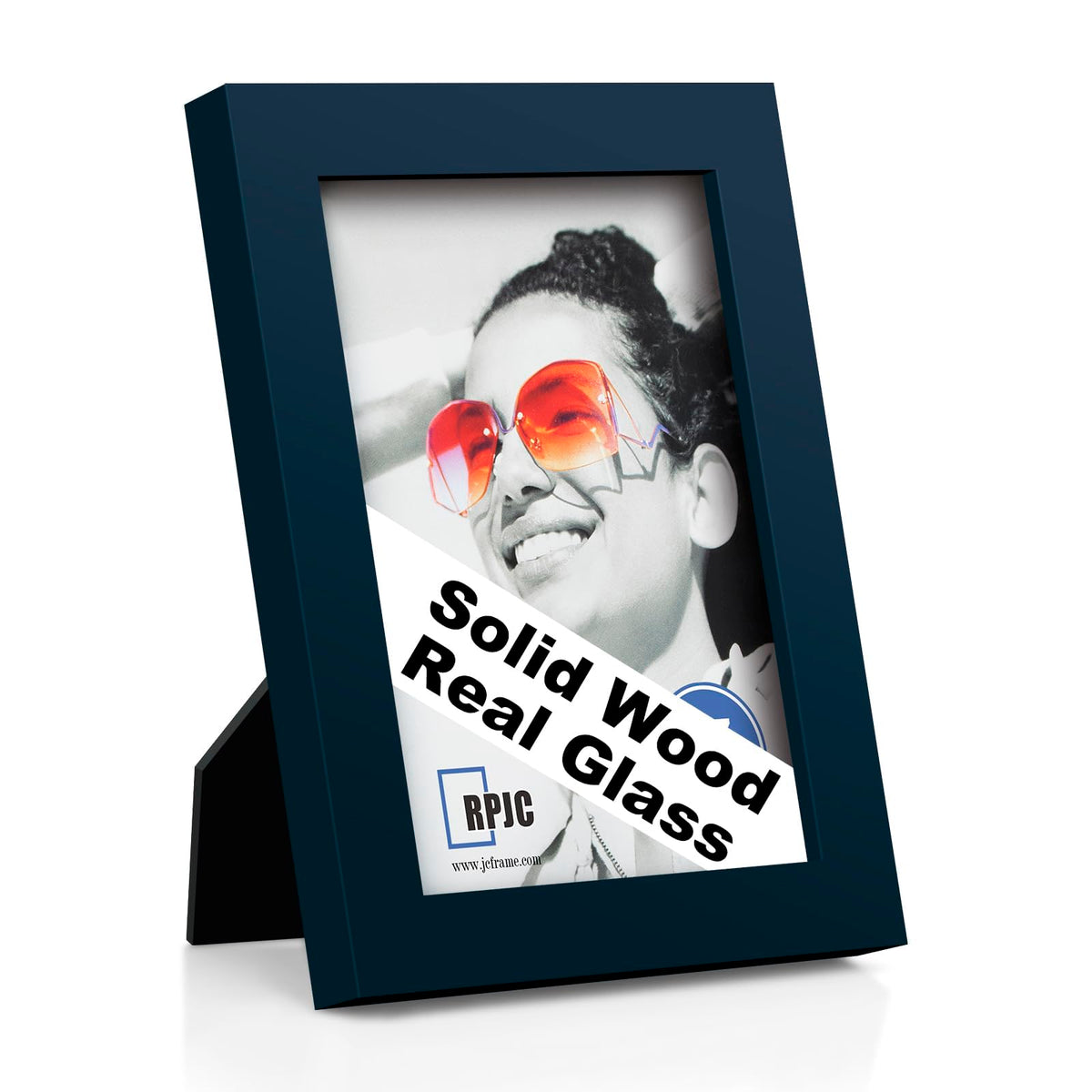 RPJC 5x7 Solid Wood Picture Frame with Real Glass Cover Black