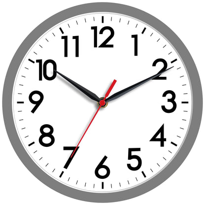AKCISOT 14 Inch Wall Clock, Silent Battery Operated Analog Clock, Black