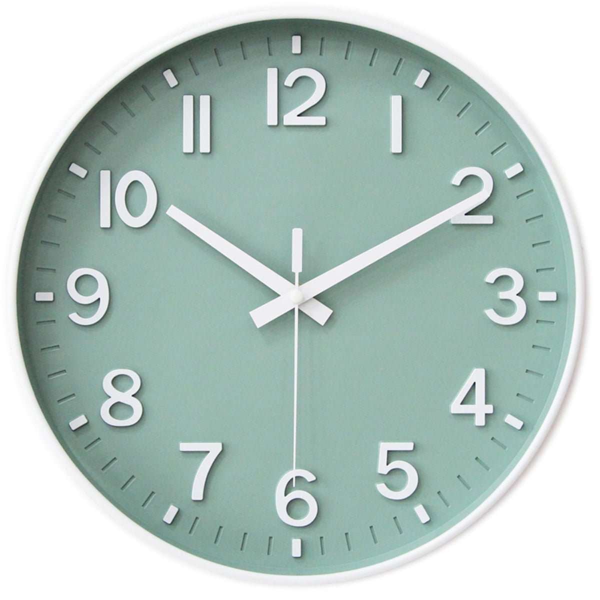 HZDHCLH 8 Inch Wall Clock Battery Operated Silent Non Ticking Green Modern