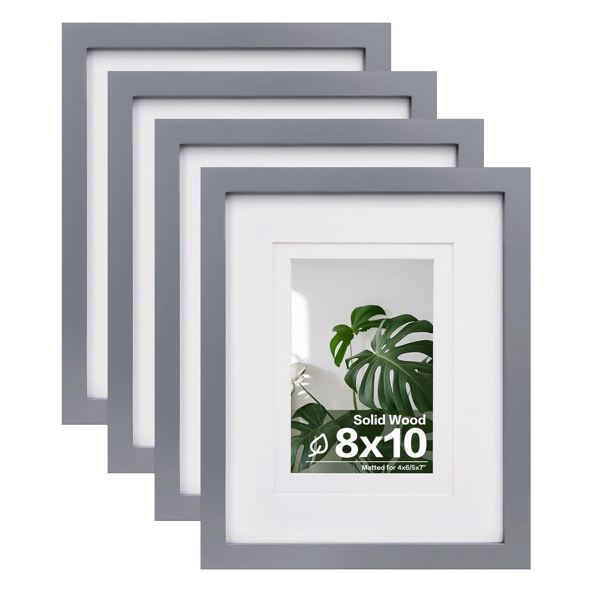 Egofine 11x14 Picture Frames 4 Pack Display Pictures 5x7/8x10 with Mat or 11x14 Without Mat Made of Solid Wood Covered by Plexiglass for Table Top Display and Wall Mounting Photo Frame, Light Brown