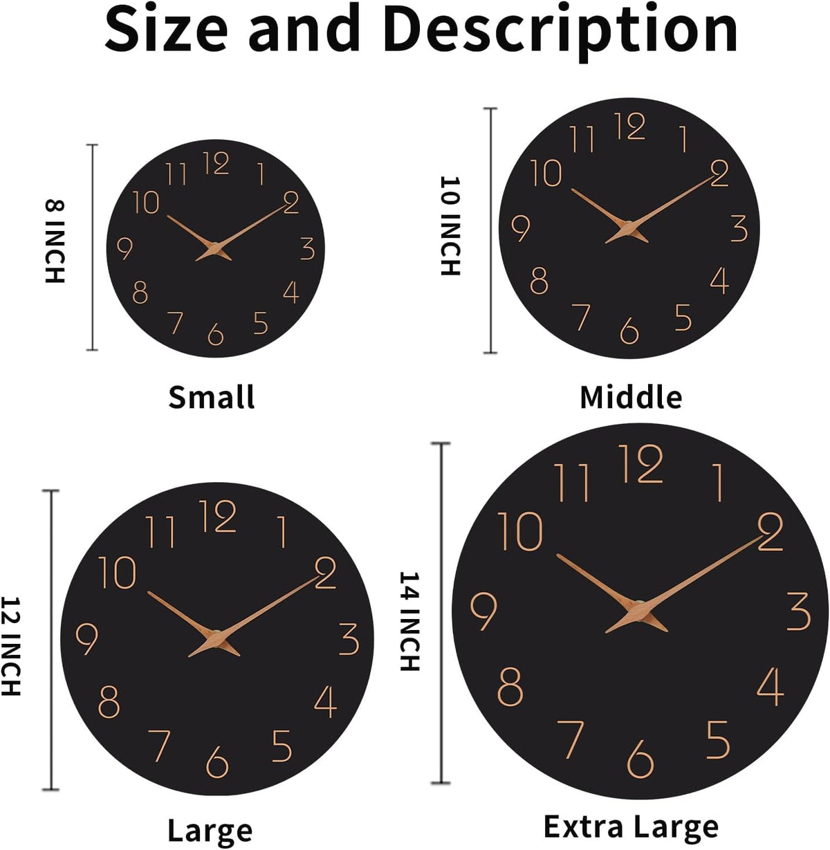 Mosewa Wall Clock 14" Battery Operated Silent Non-Ticking Simple Minimalist