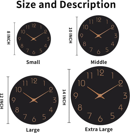 Mosewa Wall Clock 14" Battery Operated Silent Non-Ticking Simple Minimalist