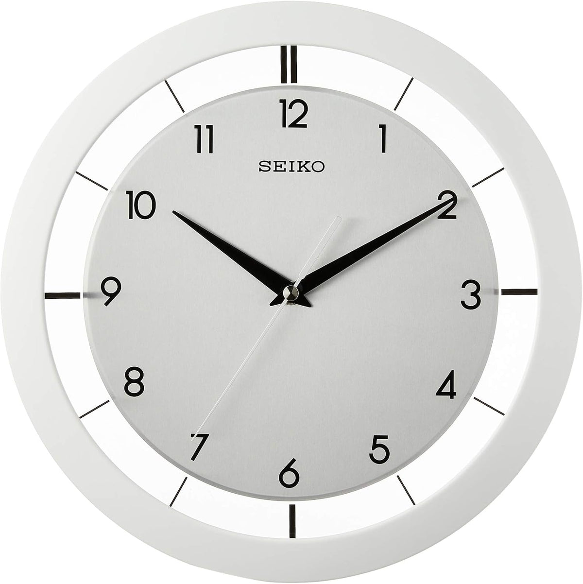 SEIKO QXA520WLH Metal Non Ticking Wall Clock, White, 11 Inch