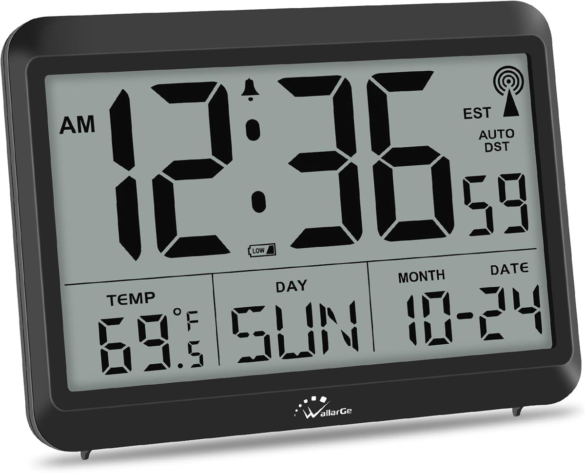 WallarGe Self-Setting Atomic Digital Wall Clock with Auto DST