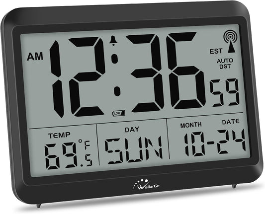 WallarGe Self-Setting Atomic Digital Wall Clock with Auto DST