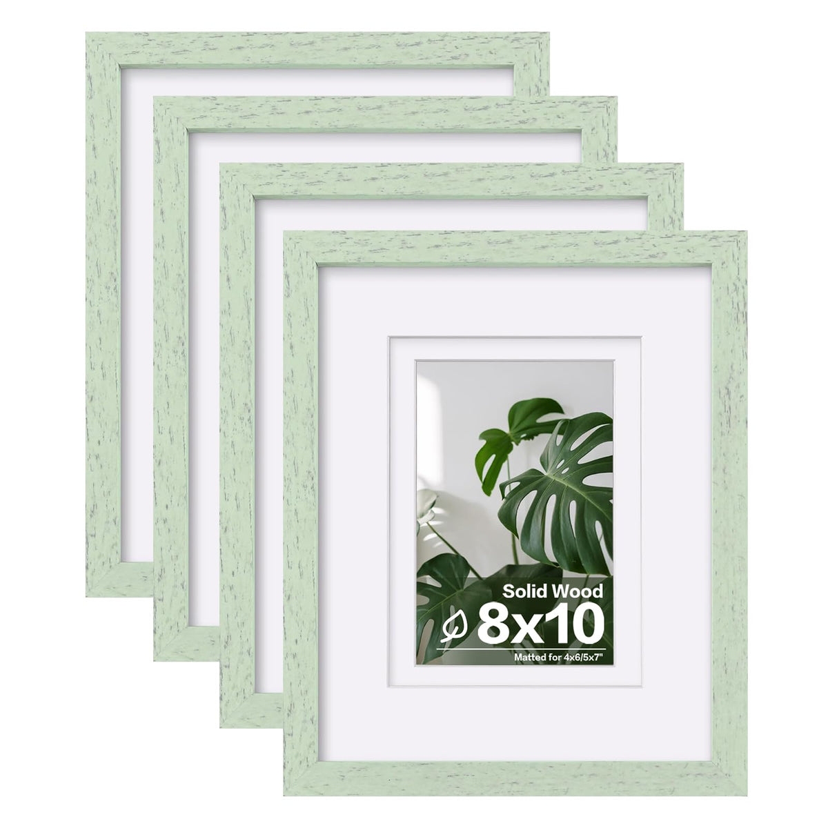 Egofine 8x10 Picture Frames Set of 4, Made of Solid Wood Covered by Plexiglass 4x6 and 5x7 with Mat or 8x10 without Mat, for Table Top Display and Wall Mounting Photo Frame White