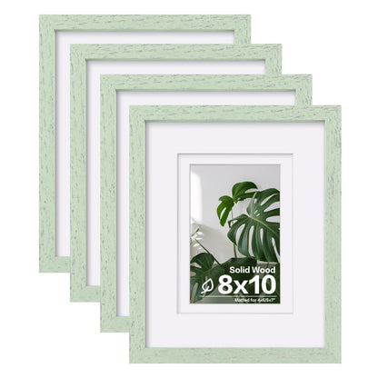 Egofine 8x10 Picture Frames Set of 4, Made of Solid Wood Covered by Plexiglass 4x6 and 5x7 with Mat or 8x10 without Mat, for Table Top Display and Wall Mounting Photo Frame White