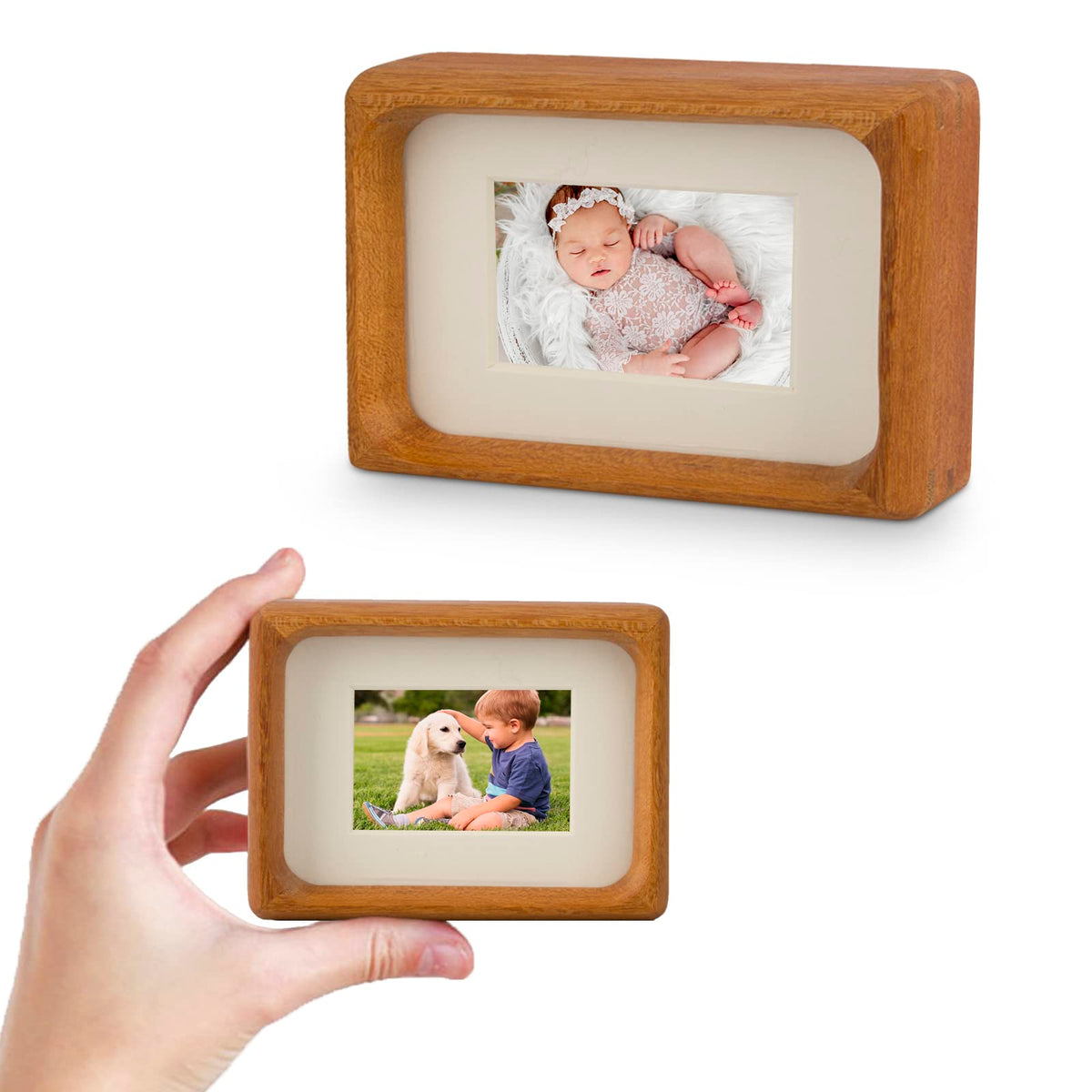4x6 Picture Frame with 3x4 Mat - Rustic Farmhouse Walnut Wood Frame, Wall & Tabletop Display for Wedding Photos & Home Décor (4x6,Walnut)