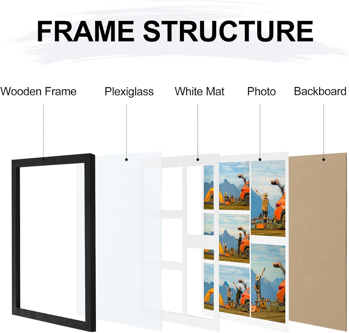 Vittanly 11x14 Collage Picture Frame for Wall Mounting, Black