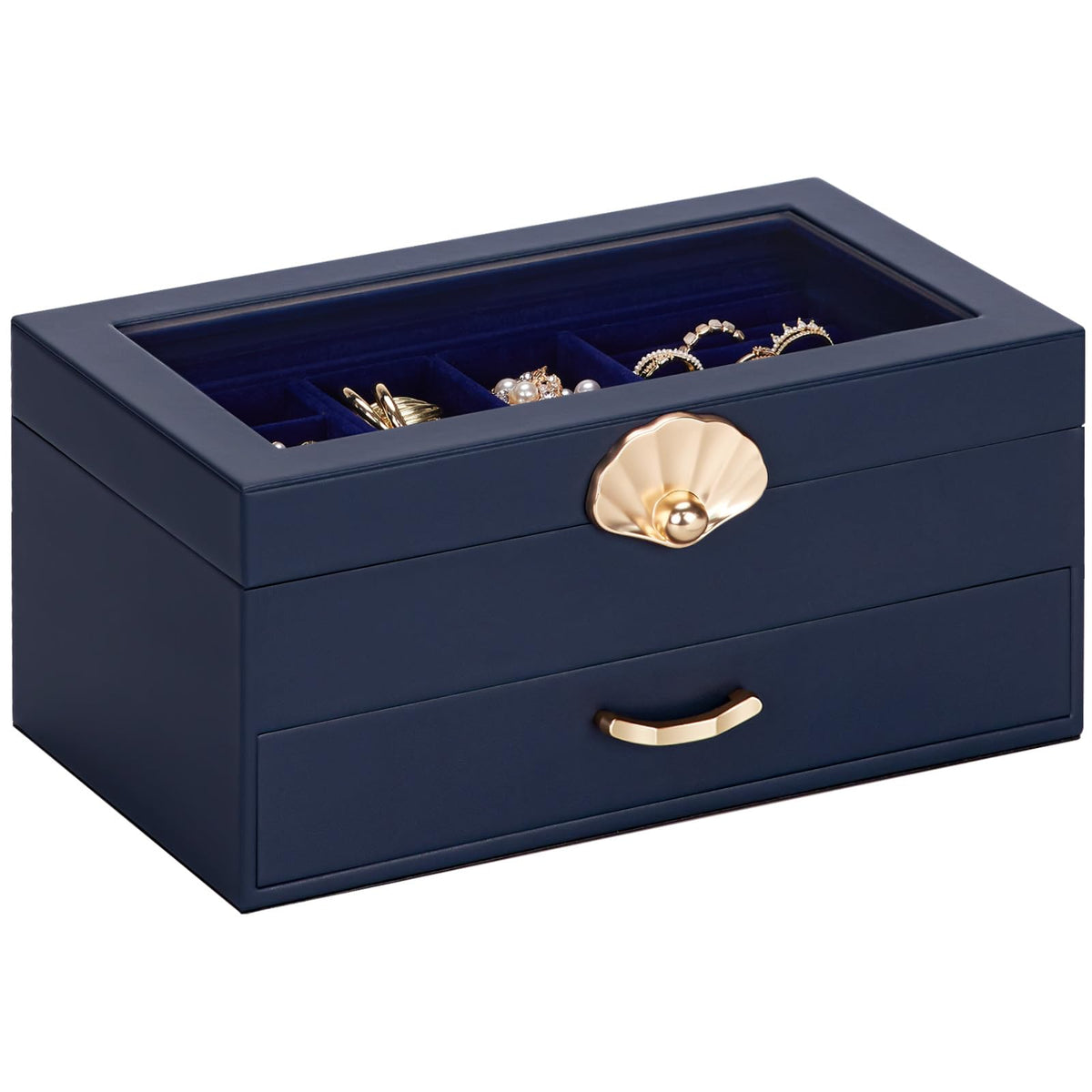 Enthralite Modern Jewelry Organizer for Women: 4-Layer Box with Clear Lid