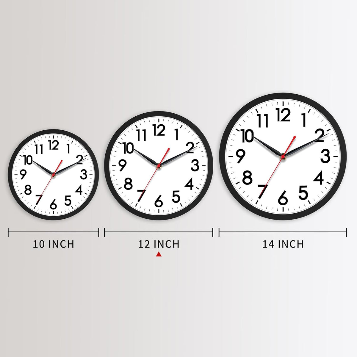 AKCISOT 12 Inch Wall Clock, Silent Battery Operated Analog Clock, Black