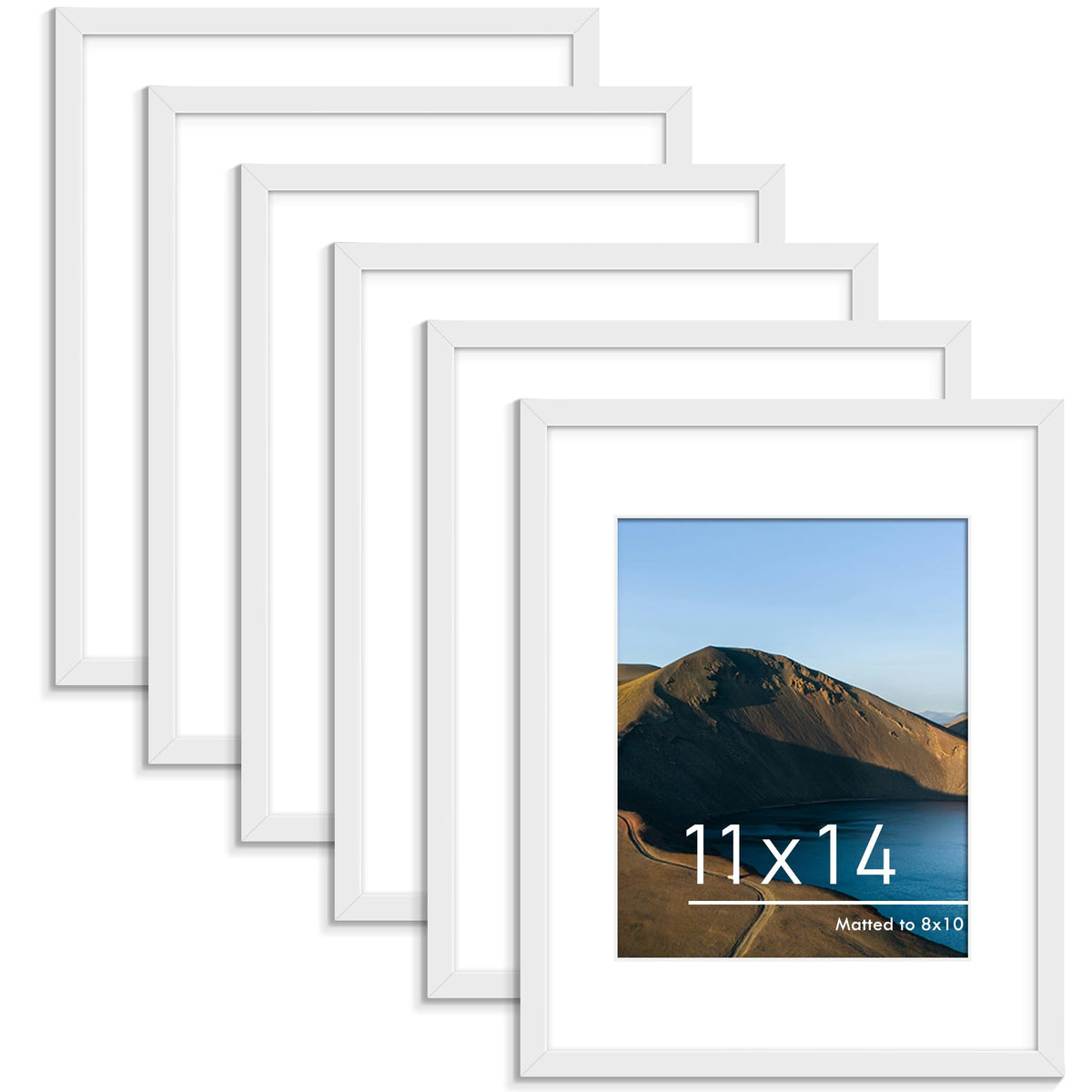 PEALSN 8x10 Picture Frame Set of 6,Wall or Tabletop Display,Black Woodgrain
