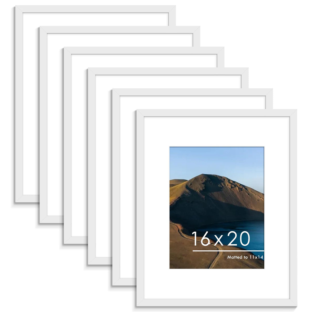 PEALSN 8x10 Picture Frame Set of 6,Wall or Tabletop Display,Black Woodgrain