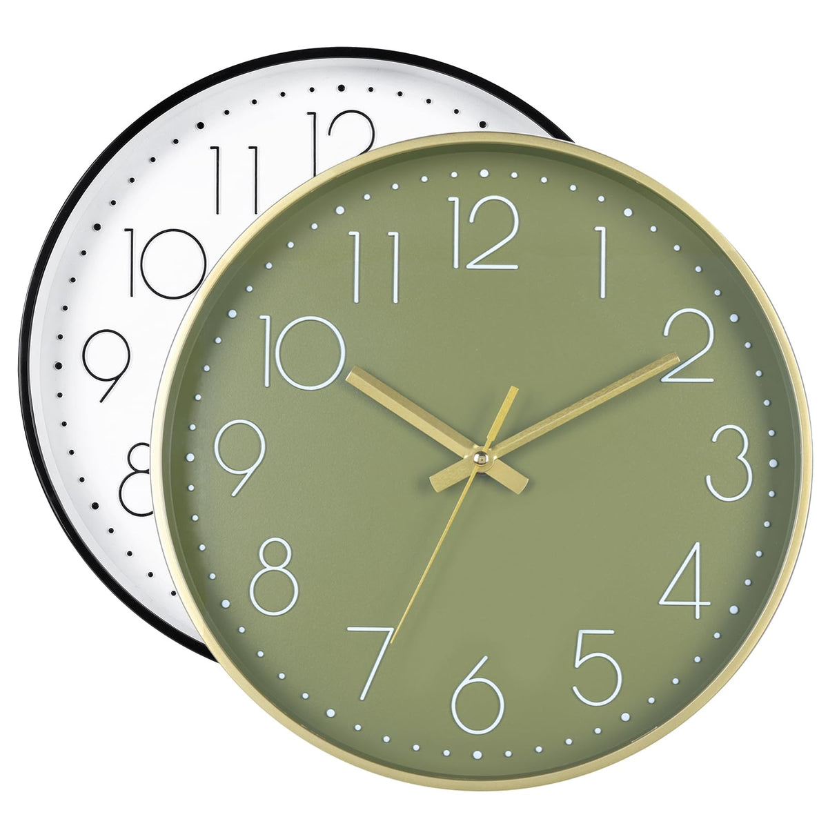 Wall Clock 2 Pack 12 Inch Silent Wall Clocks Battery Operated
