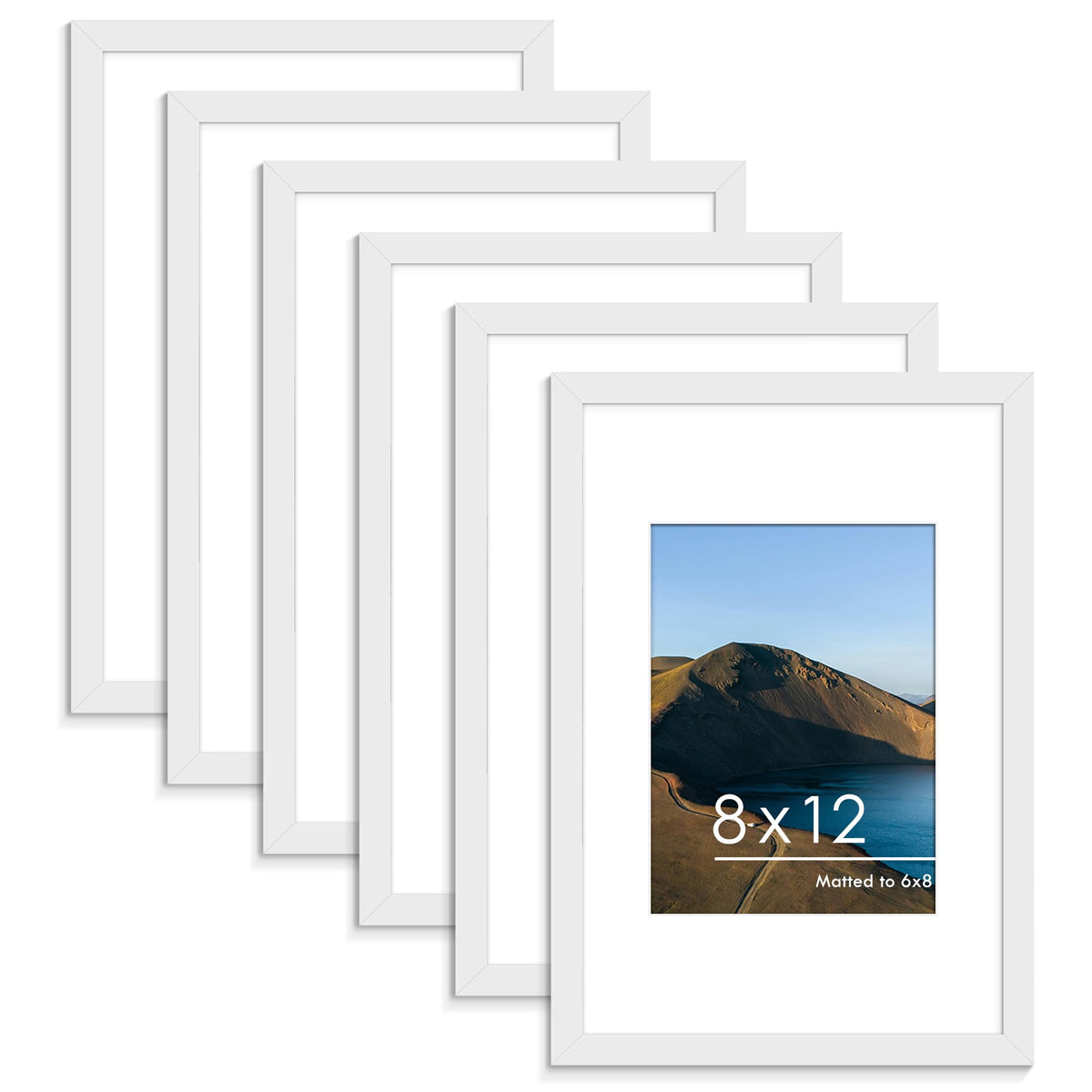 PEALSN 8x10 Picture Frame Set of 6,Wall or Tabletop Display,Black Woodgrain
