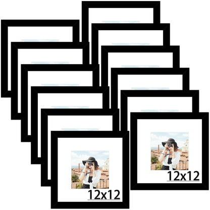 Picrit 8x10 Picture Frame Set of 12, Modern Gallery Wall Frames, Black