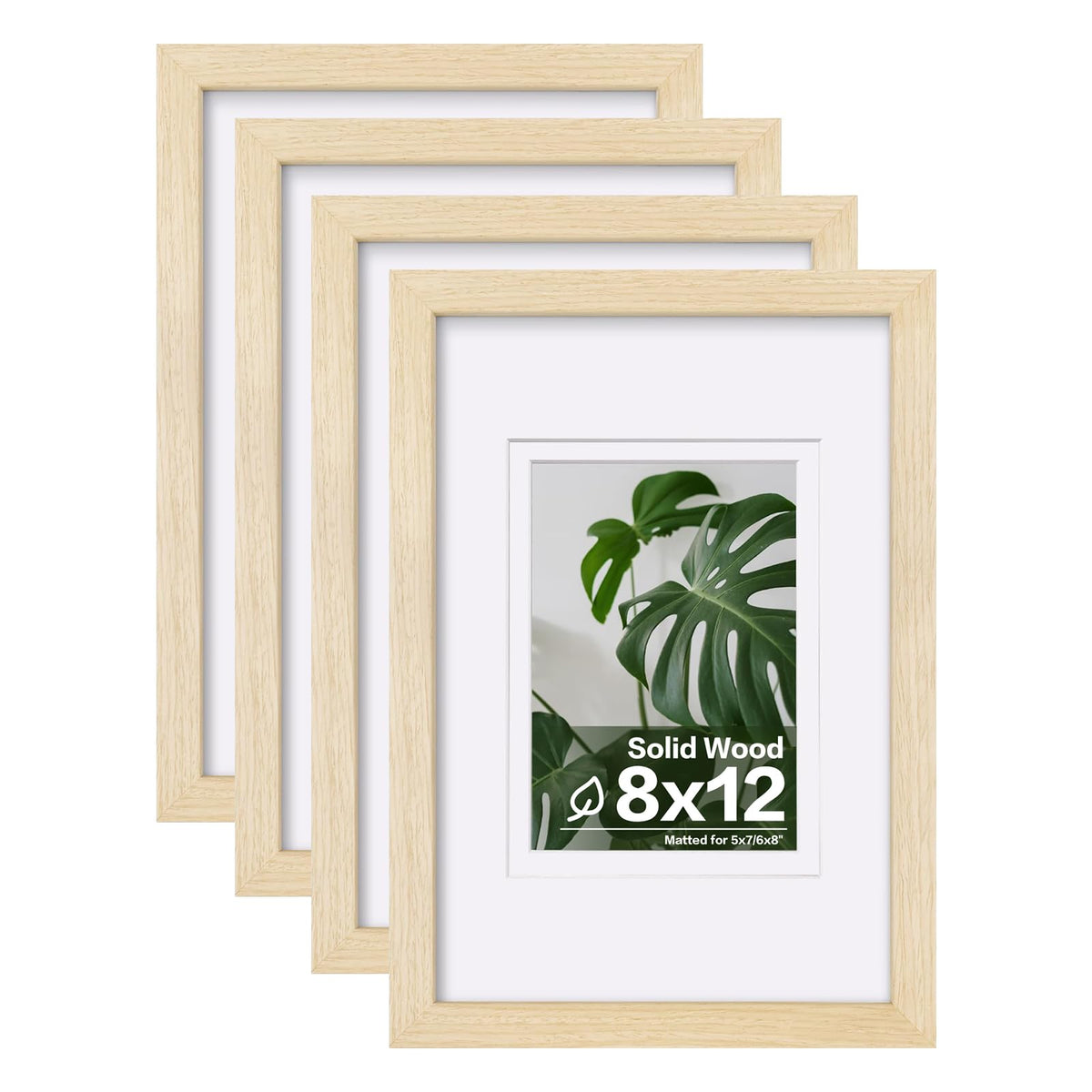 Egofine 8x10 Picture Frames Set of 4, Made of Solid Wood Covered by Plexiglass 4x6 and 5x7 with Mat or 8x10 without Mat, for Table Top Display and Wall Mounting Photo Frame White