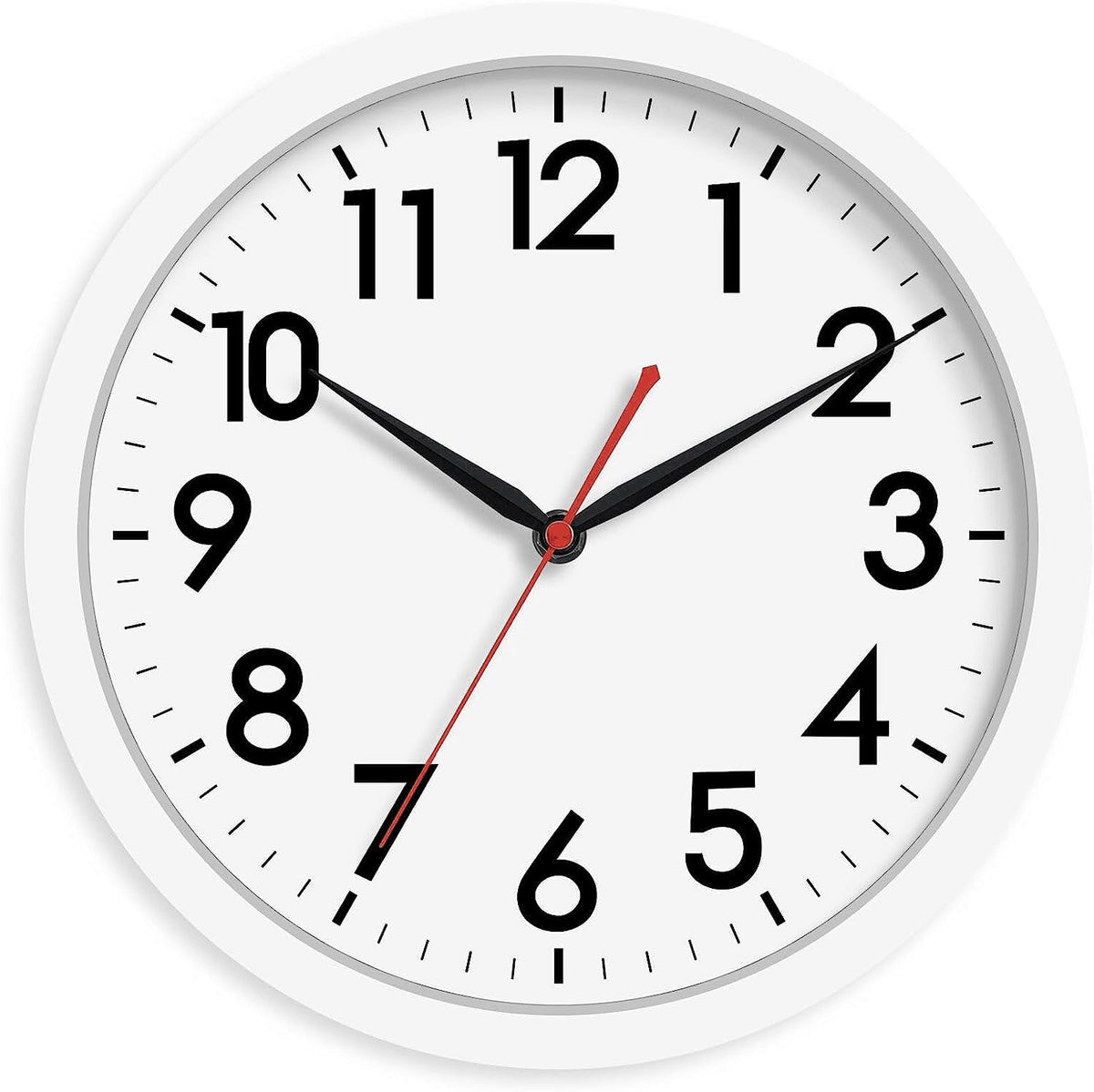 AKCISOT 14 Inch Wall Clock, Silent Battery Operated Analog Clock, Black
