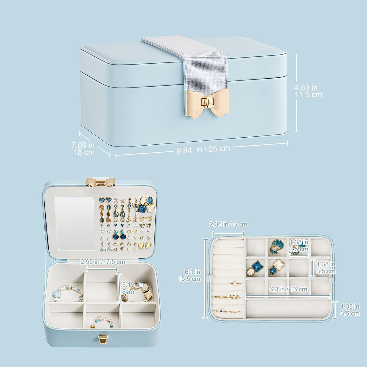 Lolalet 2 Layer Jewelry Box for Teen Girls & Young Women