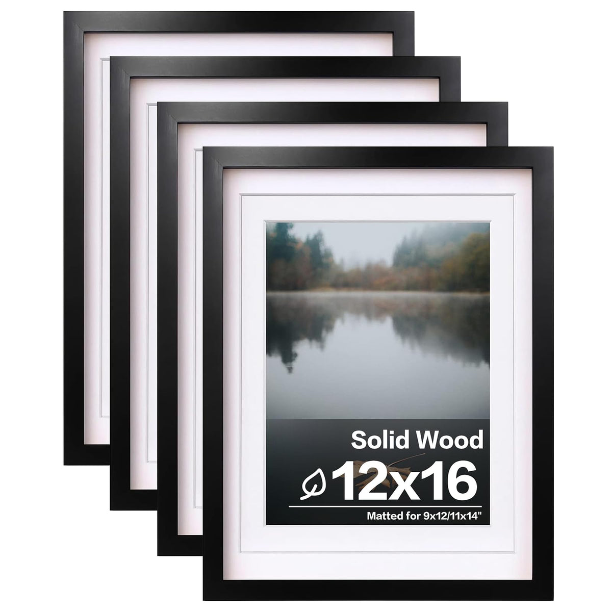 Egofine 8x10 Picture Frames Set of 4, Made of Solid Wood Covered by Plexiglass 4x6 and 5x7 with Mat or 8x10 without Mat, for Table Top Display and Wall Mounting Photo Frame White