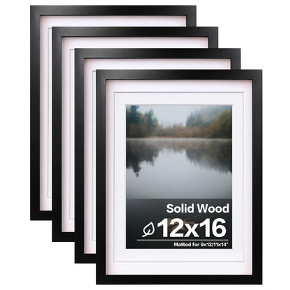 Egofine 8x10 Picture Frames Set of 4, Made of Solid Wood Covered by Plexiglass 4x6 and 5x7 with Mat or 8x10 without Mat, for Table Top Display and Wall Mounting Photo Frame White