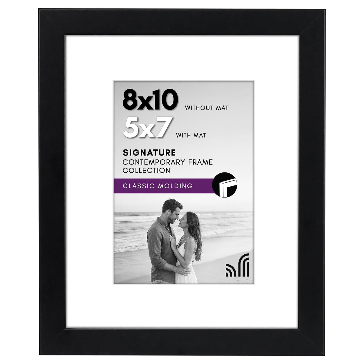 Americanflat 11x14 Picture Frame - Matted to 8x10 - Engineered Wood - Black