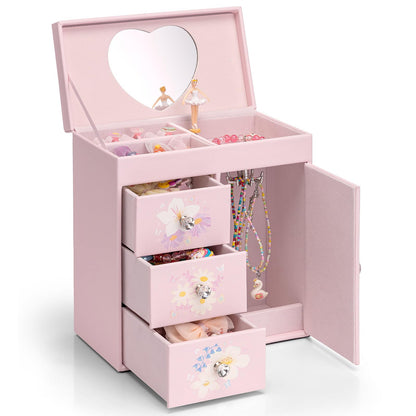 VLANDO 4 Layer Musical Jewelry Box, 3 Drawers Storage and Necklace Hook