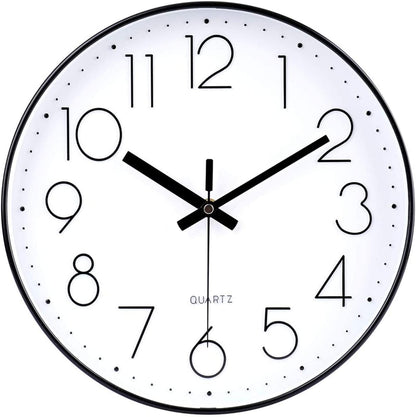 jomparis Wall Clock 12 Inch Non-Ticking Silent Battery Operated Round Wall Clock Modern Elegant Simple Style Clock for Home Office Kitchen Bedroom Living Room