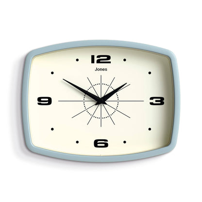 JONES CLOCKS® Movie wall Clock | Rectangular Retro Clock | 10" | Orange