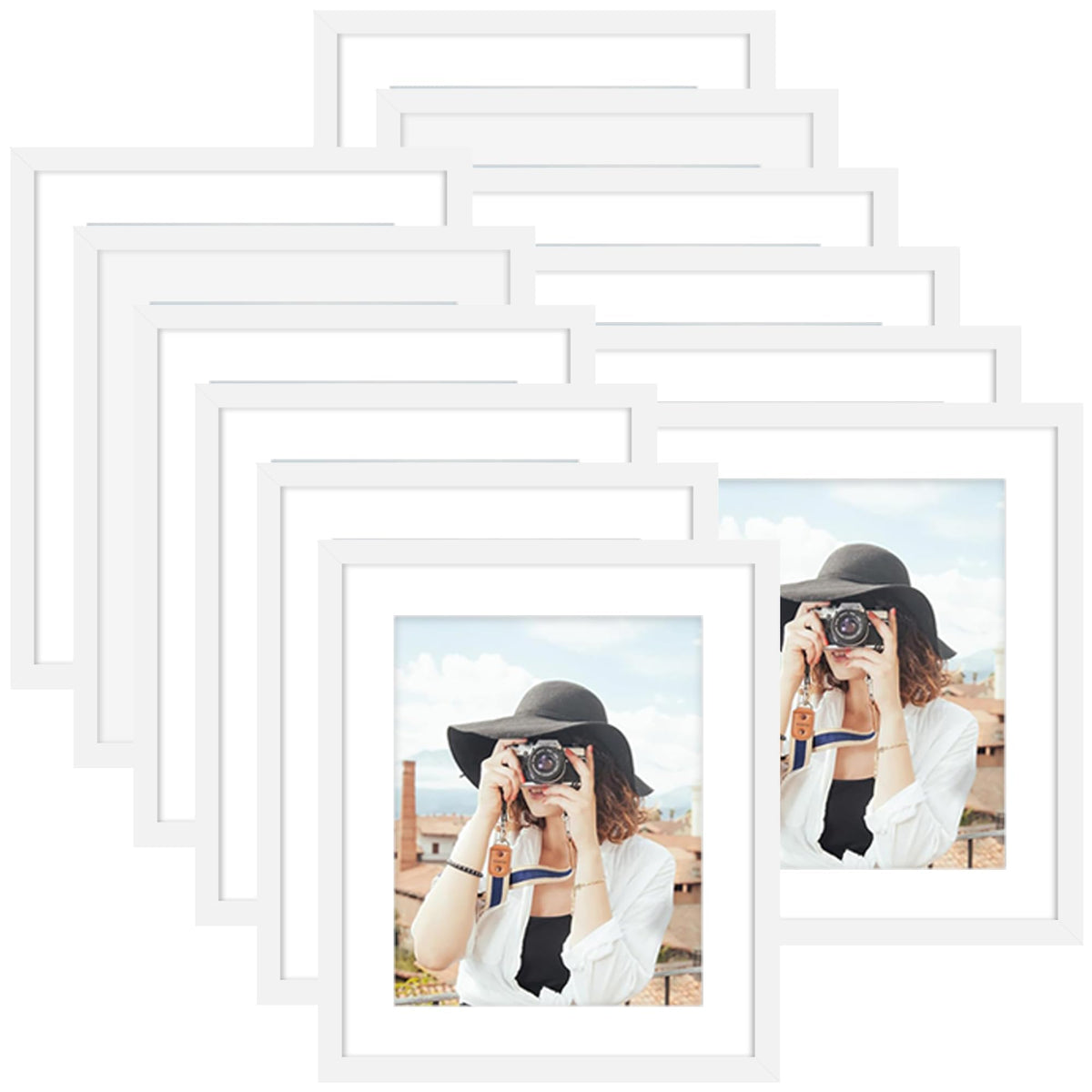 Picrit 8x10 Picture Frame Set of 12, Modern Gallery Wall Frames, Black