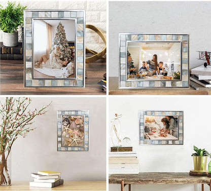 Mother of Pearl Picture Frame 5x7, Grey+White, 1pc