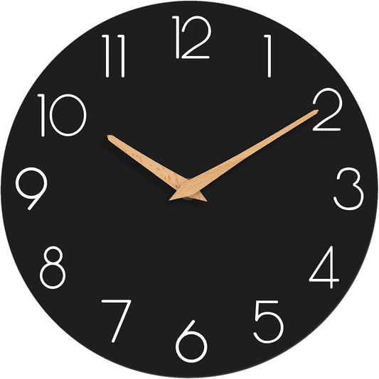 cicininc 8 Inch Battery Operated Wall Clock, Silent Analog, Black