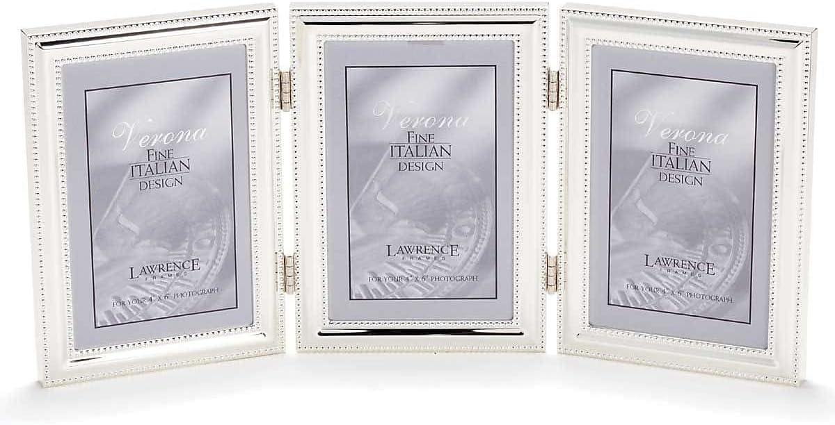 Lawrence Frames 510780 8x10 Metal Picture Frame Silver-Plate with Delicate Beading