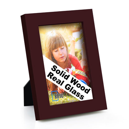 RPJC 5x7 Solid Wood Picture Frame with Real Glass Cover Black