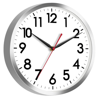 AKCISOT 8 Inch Wall Clock, Silent Battery Operated Analog Clock, Black