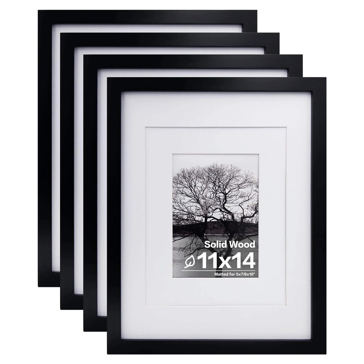 Egofine 8x10 Picture Frames Set of 4, Made of Solid Wood Covered by Plexiglass 4x6 and 5x7 with Mat or 8x10 without Mat, for Table Top Display and Wall Mounting Photo Frame White