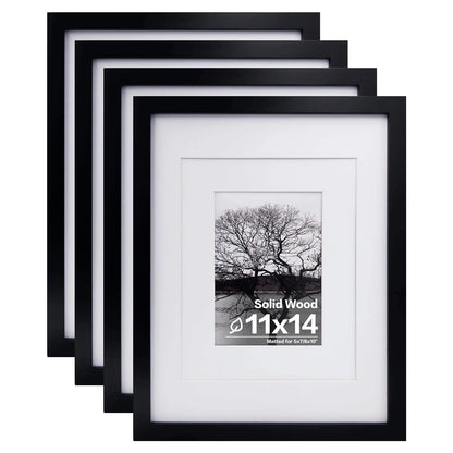 Egofine 8x10 Picture Frames Set of 4, Made of Solid Wood Covered by Plexiglass 4x6 and 5x7 with Mat or 8x10 without Mat, for Table Top Display and Wall Mounting Photo Frame White