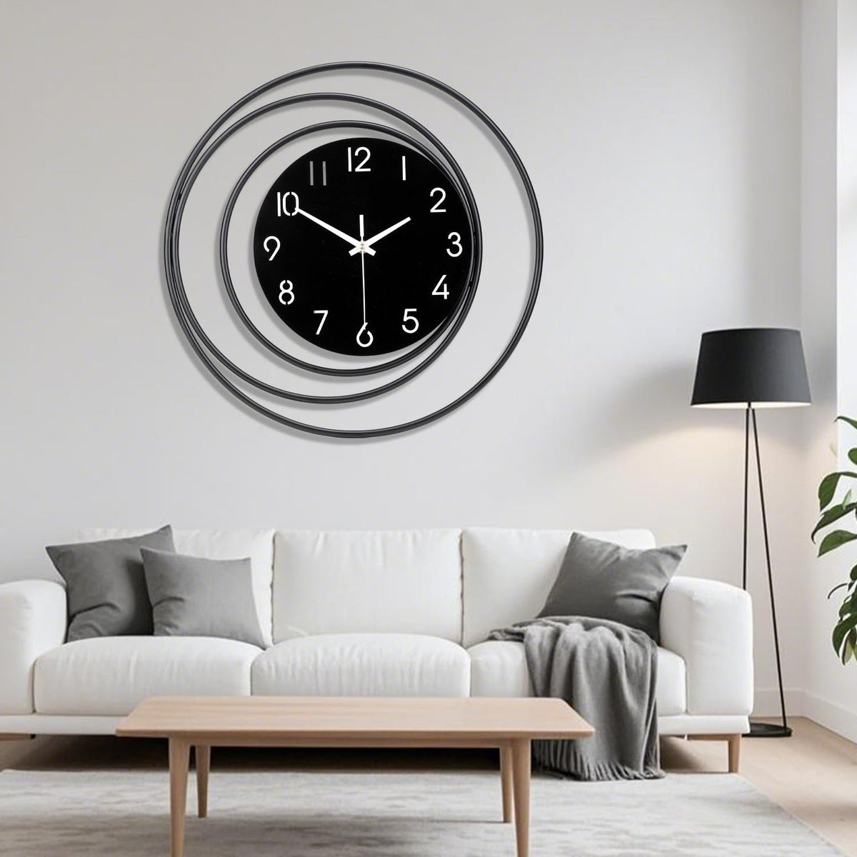 Dankeit 13inch Decorative Wall Clock, Silent Non-Ticking Quality Quartz Battery Operated, Large Wall Clock for Living Room Kitchen Home Bathroom Bedroom Wall Decor, Black