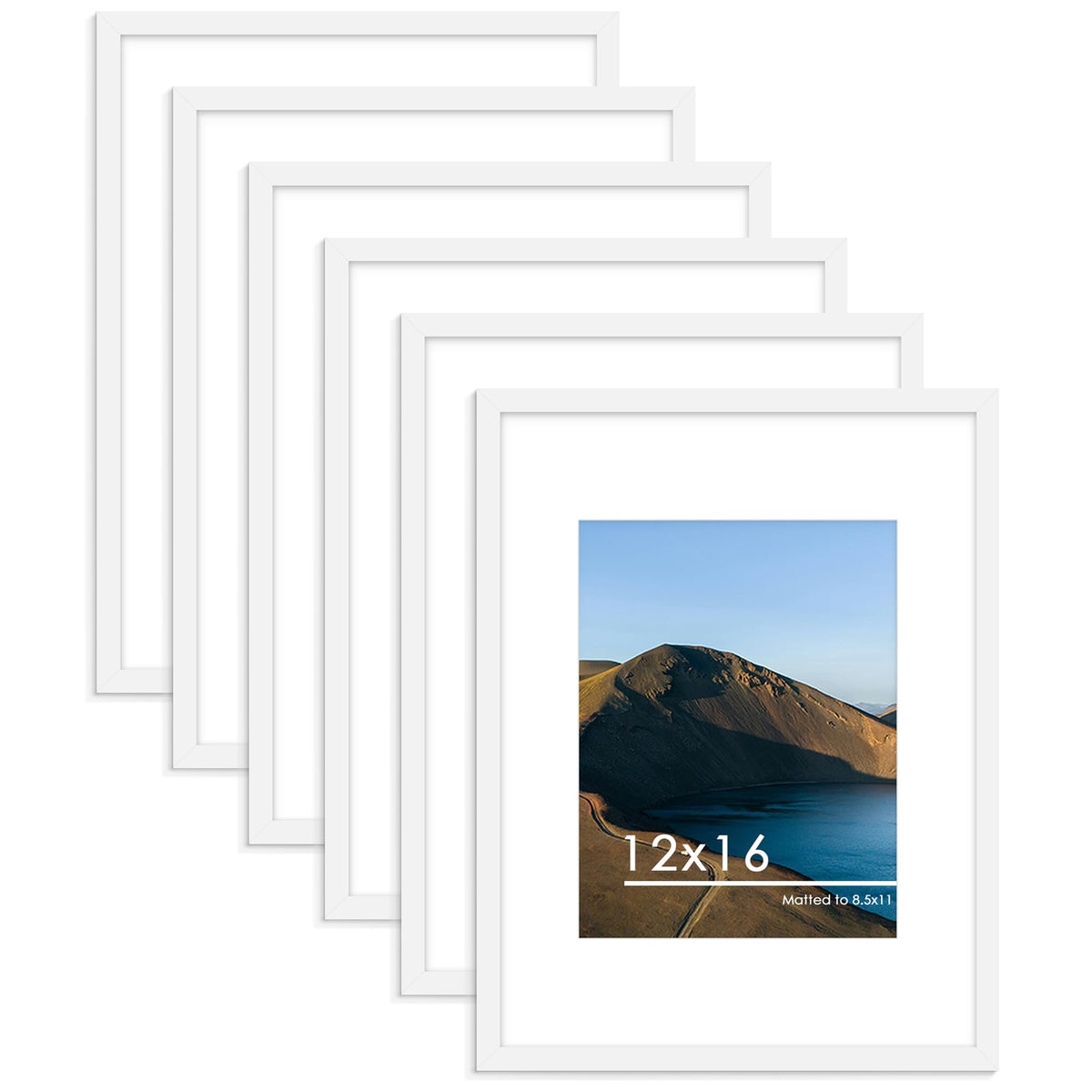 PEALSN 8x10 Picture Frame Set of 6,Wall or Tabletop Display,Black Woodgrain