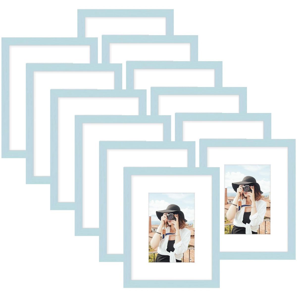 Picrit 8x10 Picture Frame Set of 12, Modern Gallery Wall Frames, Black