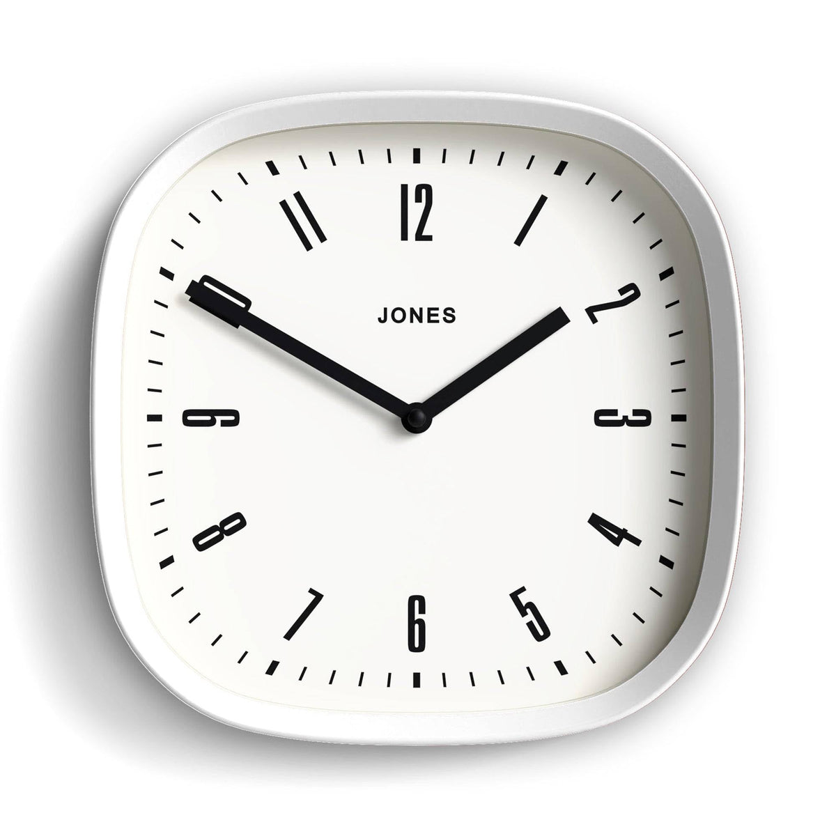 JONES CLOCKS® Marvel wall Clock | Retro Rounded Square Clock | 10" | Black