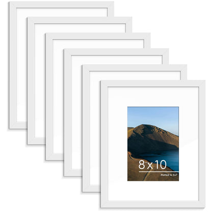 PEALSN 8x10 Picture Frame Set of 6,Wall or Tabletop Display,Black Woodgrain