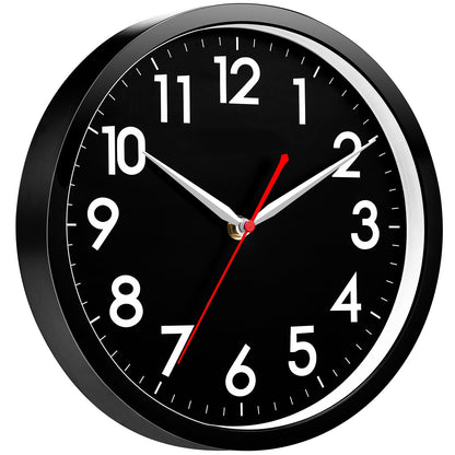 AKCISOT 12 Inch Wall Clock, Silent Battery Operated Analog Clock, Black